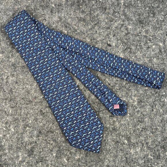 Vineyard Vines Mens Tie Blue Moustaches & Whales MOVEMBER ~61" x 3 1/2" - Picture 3 of 8